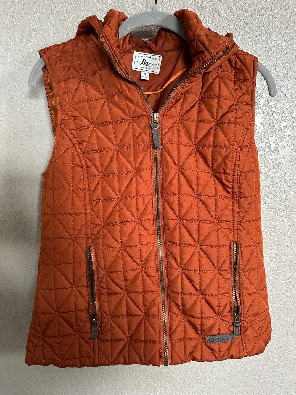 G.H. Bass & Co. Rust Quilted Hooded Vest